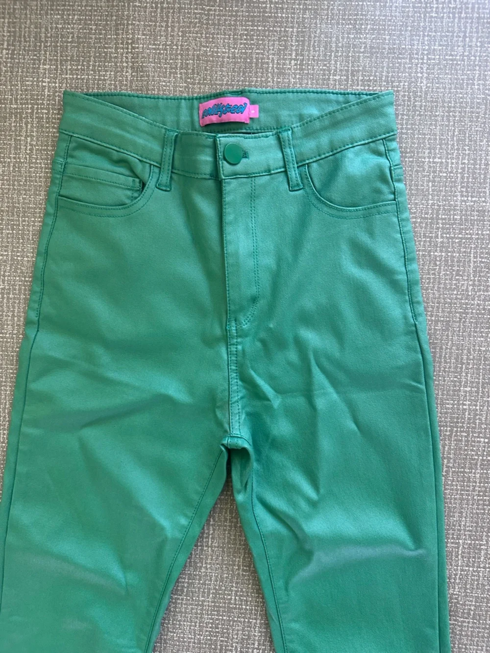 Edikted Green Waxy Coated High Waist Extreme Flare Pants Size S